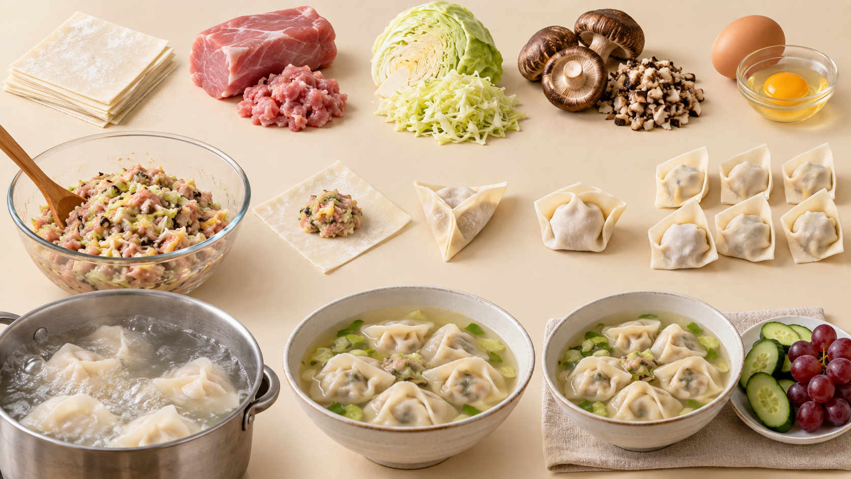 鲜肉蔬菜小馄饨分层爆炸效果图