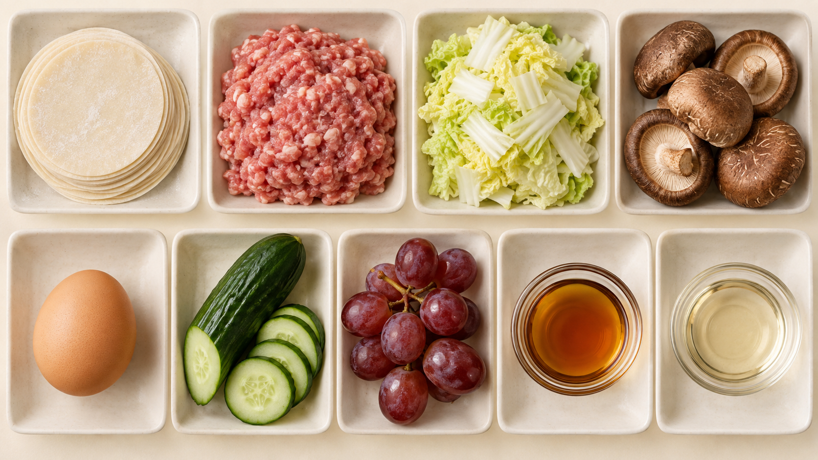 鲜肉蔬菜小馄饨全部原料实景图